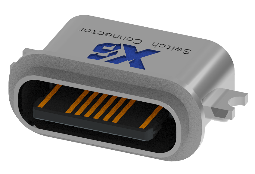 XB-ATCF-16-003 TYPE C 16P 防水母座沉板1.2 L=6.5mm(粉未金外壳)